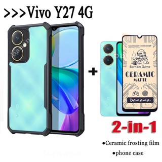 2in1 vivo Y27 4G เคสโทรศัพท์อะคริลิค สําหรับ vivo Y27 Y 27 Y2 7 ฟิล์มฝ้าเซรามิก