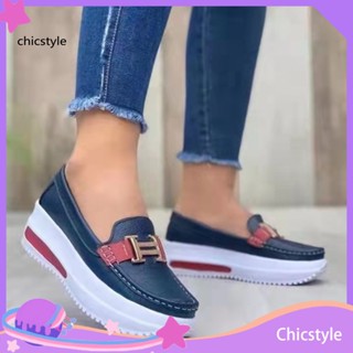 Chicstyle รองเท้าแพลตฟอร์มลําลอง พื้นนิ่ม ส้นแบน กันลื่น พลัสไซซ์ สําหรับผู้หญิง 1 คู่