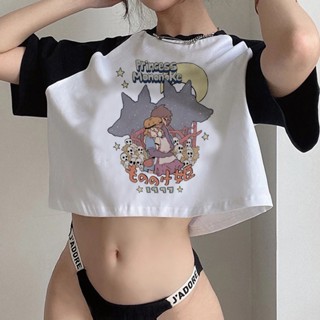 เสื้อครอปท็อป ลาย Spirited Away streetwear fairycore cyber y2k สไตล์วินเทจ สําหรับผู้หญิง