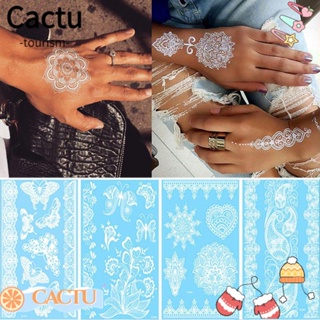 Cactu สติกเกอร์รอยสักชั่วคราว ลายเฮนน่า กันน้ํา ลอกออกได้ สําหรับตกแต่งงานแต่งงาน ชายหาด