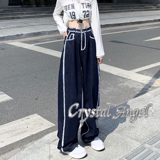 Crystal  กางเกงขายาว กางเกงยีสน์ผู้หญิง ทรงหลวม ๆ ตรง Retro Hip Hop Pants 2023 NEW Style  Unique Korean Style สวย สวยงาม WNK23900I0 36Z230909