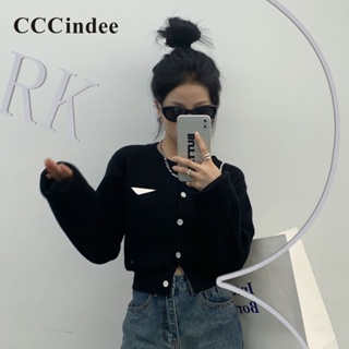 Cccindee ใหม่ เสื้อคาร์ดิแกนลําลอง แขนยาว คอกลม เข้ารูป สีพื้น เข้ากับทุกการแต่งกาย แฟชั่นสําหรับสตรี 2023