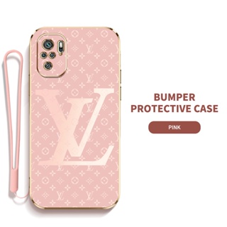 Ybd เคสโทรศัพท์มือถือ ซิลิกาเจล LV พร้อมสายคล้อง บาง ป้องกันเลนส์ สําหรับ Xiaomi Redmi Note 10 Pro Max Note 10S