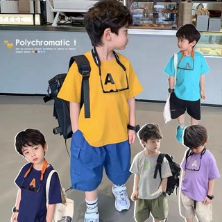 【Boy Wear】เสื้อยืดคอกลม แขนสั้น ผ้าฝ้าย พิมพ์ลายตัวอักษร Budak Lelaki Bauju สไตล์เกาหลี (1-14 ปี)(5 สี)