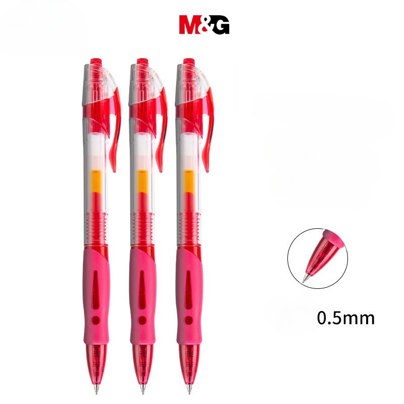 M&amp;G เครื่องเขียน GP1008 ปากกาเจล ปุ่มกด แบบพิเศษ เรียบง่าย สีแดง สําหรับนักเรียน สอบ สอบ เรียน ธุรกิจ สํานักงาน 6 ชิ้น