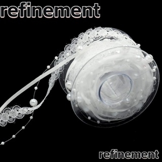 Refinement ริบบิ้นลูกไม้ ไข่มุกเทียม สีขาว 5.5 หลา 3 สาย สําหรับตกแต่งต้นคริสต์มาส DIY