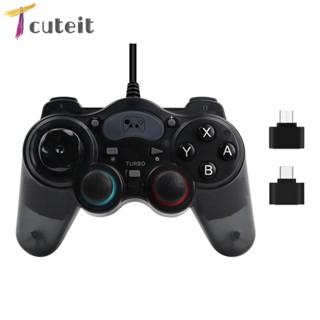 Tcuteit เกมแพดควบคุมเกม PS3 PS4 Switch PC 7 in 1 แบบพลาสติก มีสาย