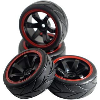 4pcs RC Flat Racing Tires Tyre Wheel Rim Fit HSP HPI 1:10 On-Road Car 701A-6081