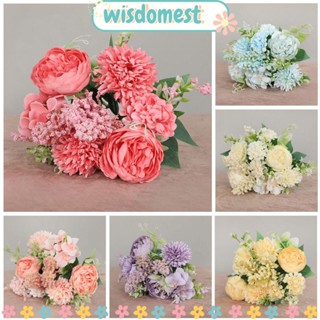 Wisdomest ดอกโบตั๋นปลอม ไฮเดรนเยีย ผ้าไหม DIY สําหรับตกแต่งบ้าน เทศกาล