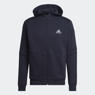 adidas ไลฟ์สไตล์ เสื้อฮู้ดผ้าฟลีซซิปยาวเต็มตัว Essentials for Gameday ผู้ชาย สีน้ำเงิน HL6904