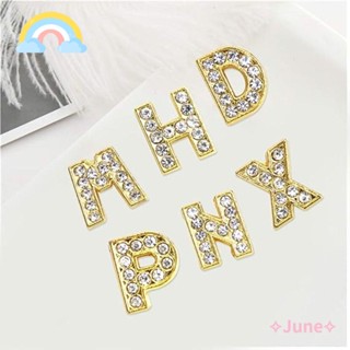 June A-Z จี้คริสตัลอัลลอย รูปตัวอักษร A-Z 8 มม. สีทอง แฮนด์เมด สําหรับงานฝีมือ DIY