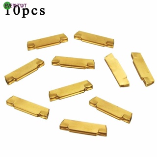 ⭐NEW ⭐Inserts Gold Carbide Cutter Slotting Grooving Tools Metalworking 10Pcs