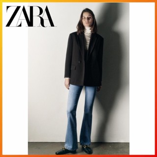 Zara ใหม่ กางเกงยีนส์ เอวสูง ผ้ายืด สําหรับผู้หญิง Z1975