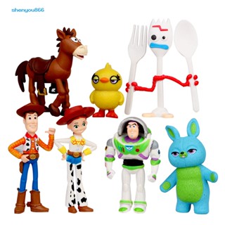 Syc- ฟิกเกอร์ไม้ รูปการ์ตูน Buzz Lightyear ขนาดเล็ก สําหรับตกแต่งเค้กเบเกอรี่ 7 ชิ้น ต่อชุด