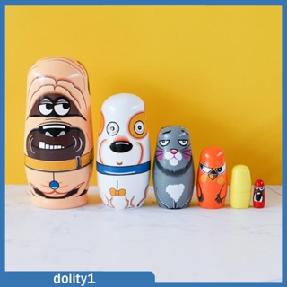 [Dolity1] ของเล่นตุ๊กตาไม้ Matryoshka เพ้นท์มือ ของขวัญวันเกิด 6 ชิ้น