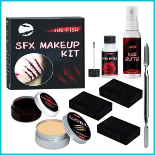 Sfx ชุดแต่งหน้า มืออาชีพ ใบหน้า ร่างกาย สีฮาโลวีน บาดแผล แผลเป็น ขี้ผึ้ง แต่งหน้า หลอก เลือด ไม้พาย ฮาโลวีน polnth