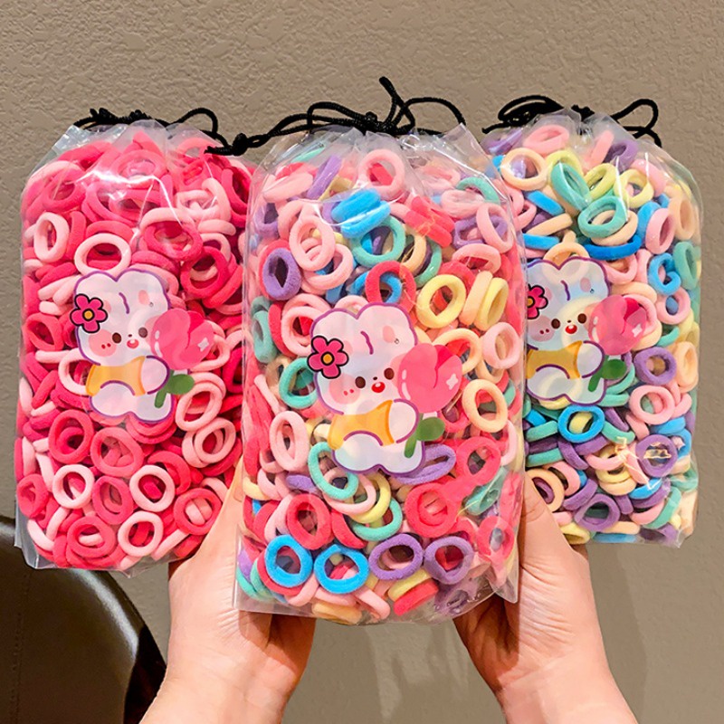 100 ชิ้น ชุดยางรัดผม สําหรับเด็ก / ผู้หญิง แฟชั่นเกาหลี ที่เรียบง่าย ยืดหยุ่นสูง ยางรัดผม ไม่เจ็บผม เครื่องประดับผม