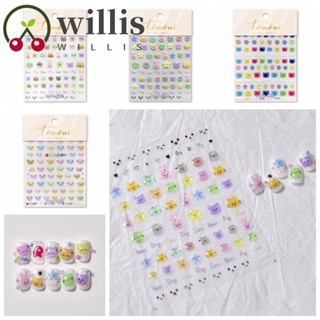 Willis สติกเกอร์เจลลี่ ลายการ์ตูนหมี กระต่าย 5D สําหรับตกแต่งเล็บ