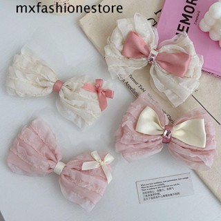 Mxfashione กิ๊บติดผม โบว์ สวยหรู หวาน น่ารัก จีบ สําหรับเด็กผู้หญิง ผ้าเพชร สําหรับผู้หญิง บัลเล่ต์คอร์ ปิ่นปักผม