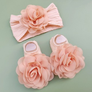 2Pcs/Set Baby Girl Flower Headband Solid Color Chiffon Floral Hair Band Short Newborn Turban Kids Hair Accessories