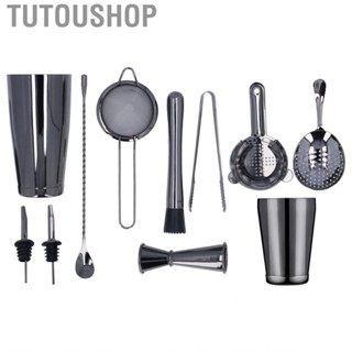 Tutoushop Boston Cocktail Shaker Set Stainless Steel Black Coating Kit for Bar