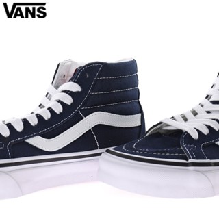 Sp2-230904 Wan33ce Sk8-hi "navy/white" รองเท้าผ้าใบลําลอง ข้อสูง หนังนิ่ม สีเทาอ่อน สีเบจ เหมาะกับการวิ่ง เล่นกีฬา บาสเก็ตบอล