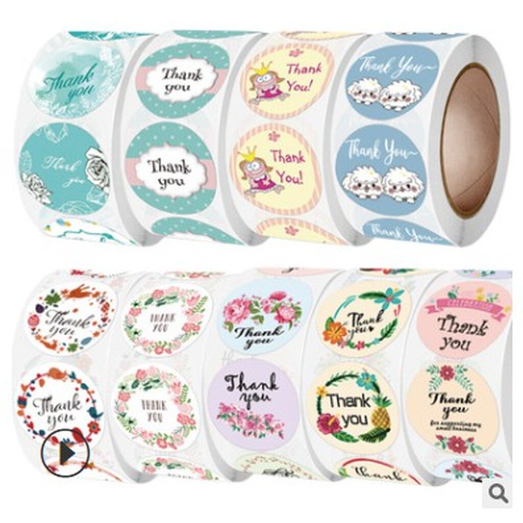 สติ๊กเกอร์ Sticker Thank You/น่ารักๆ ขนาด 2.5ซม สติ๊กเกอร์ขอบคุณ ติดกล่อง ติดถุงขนม ติดถุงคุ๊กกี้ ม้วนละ500ดวง