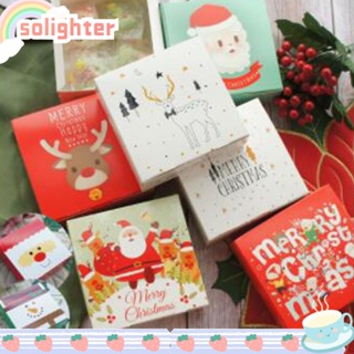 Solighter กล่องของขวัญคริสต์มาส พิมพ์ลายกวาง สโนว์แมน