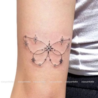 Sa Tattoo Dark Arm Butterfly Tattoo Line Hot Girl ลายเล็ก ๆ ดอกไม้กันน้ําติดทนนาน ins Unique Men Women Herbal Juice Tattoo Sticker