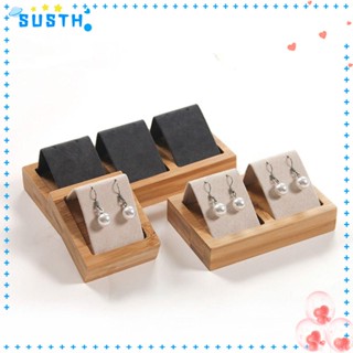 Susth ชั้นวางต่างหูไม้ไผ่ แบบพกพา 1 ช่อง 2 ช่อง 3 ช่อง อุปกรณ์เสริม สําหรับเครื่องประดับ