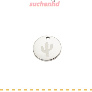 Suchenhd จี้สเตนเลส รูปกระบองเพชร ทรงกลม ขนาดเล็ก 0.47 นิ้ว สําหรับตกแต่งสร้อยคอ พวงกุญแจ 10 ชิ้น