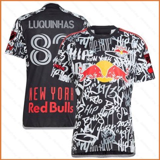 Fb 2023-2024 เสื้อยืดลําลอง แขนสั้น พิมพ์ลาย New York Red Bulls Jersey Luquinhas พลัสไซซ์