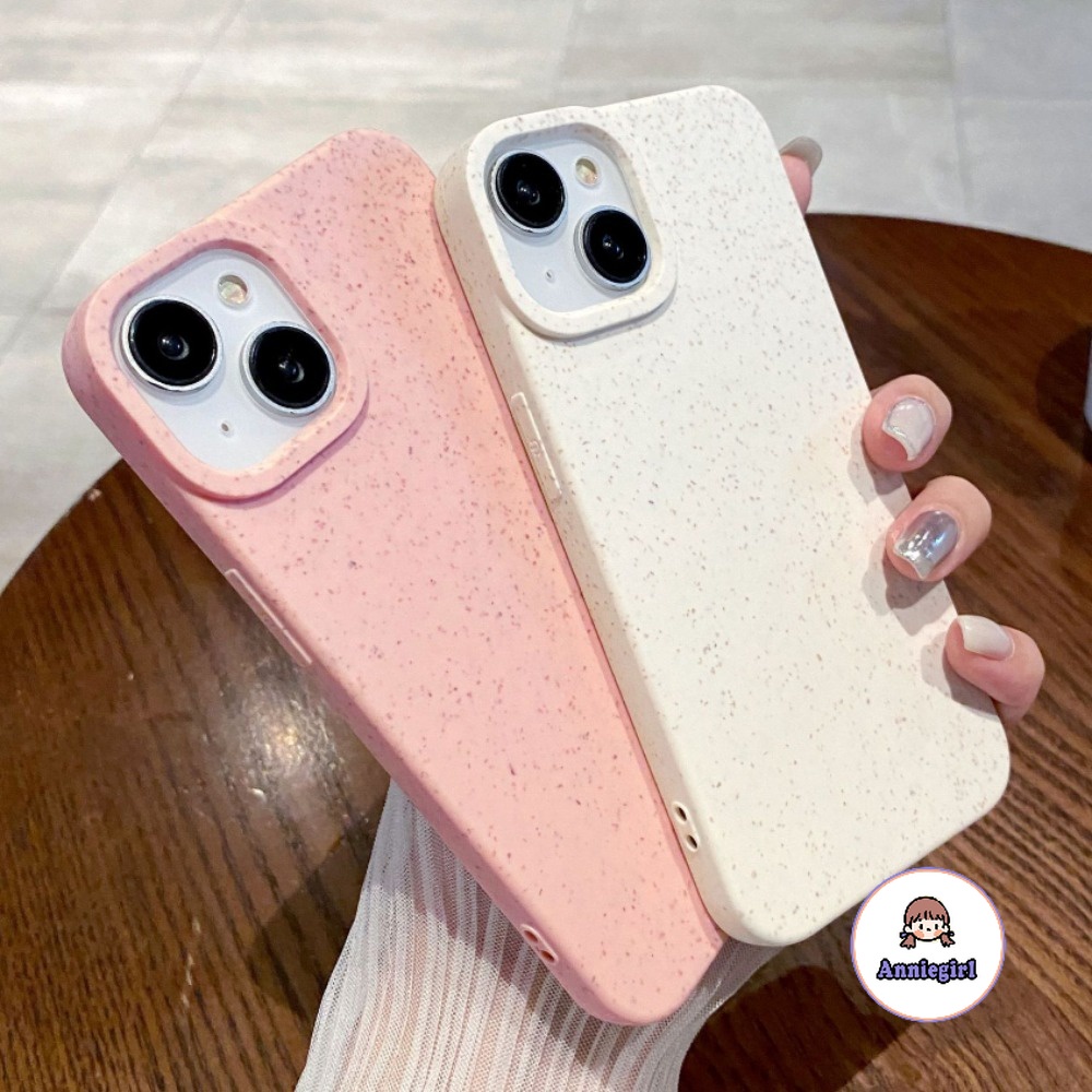 เคสโทรศัพท์มือถือแบบนิ่ม ผิวด้าน กันกระแทก ย่อยสลายได้ สีชมพู เรียบง่าย สําหรับ IPhone 11 14 Pro Max 12 13 15 Pro Max XS Max XR 7 8 Plus 6 SE