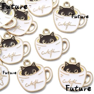 Future จี้แก้วกาแฟโลหะ รูปแมวน่ารัก ขนาด 19*20 มม. สําหรับทําเครื่องประดับ