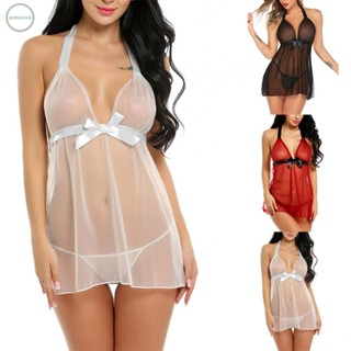 GORGEOUS~Robes Nightwear Pajamas See Through Sleeveless Underwear V Neck Wetlook