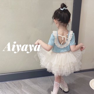 Aiyaya เสื้อผ้าเด็กผู้หญิง เสื้อผ้า+กระโปรงสั้น  ชุดกระโปรงเด็กผู้หญิง แฟชั่นฤดูร้อน เหมาะสำหรับเด็กผู้หญิงอายุ 2-7 ปี 2 สไตล์ (838)