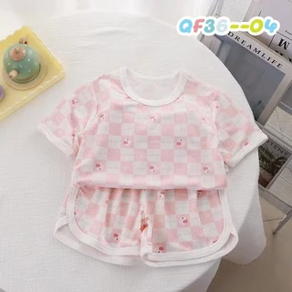 🎈👦🏻Newเสื้อยืดแขนสั้น+กางเกงขาสั้น แฟชั่นฤดูร้อน ผ้าเรยอน สําหรับเด็กผู้ชายและเด็กผู้หญิง👧🏻