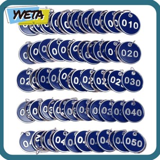 Yveta ป้ายแท็กตัวเลข 1-50 แบบแขวน ป้ายแท็กตัวเลข ระบุตัวเลข โลหะ อลูมิเนียม สีฟ้า