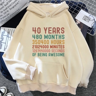 เสื้อกันหนาว มีฮู้ด ผ้าฟลีซ 40 Ans 40th Years สไตล์เกาหลี ฮาราจูกุ สําหรับผู้หญิง 90s 2023