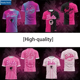 [High-quality] เสื้อยืดลําลอง แขนสั้น พิมพ์ลายตุ๊กตาบาร์บี้ Kens FF7873 สีชมพู แฟชั่นฤดูร้อน สําหรับสตรี