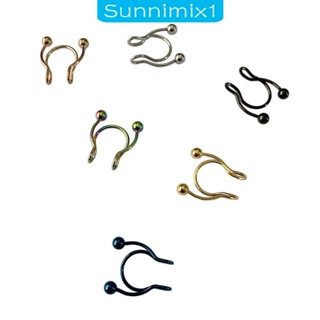 [Sunnimix1] จิวจมูก สเตนเลส รูปตัว U หลากสี สําหรับผู้ชาย ผู้หญิง 6 ชิ้น