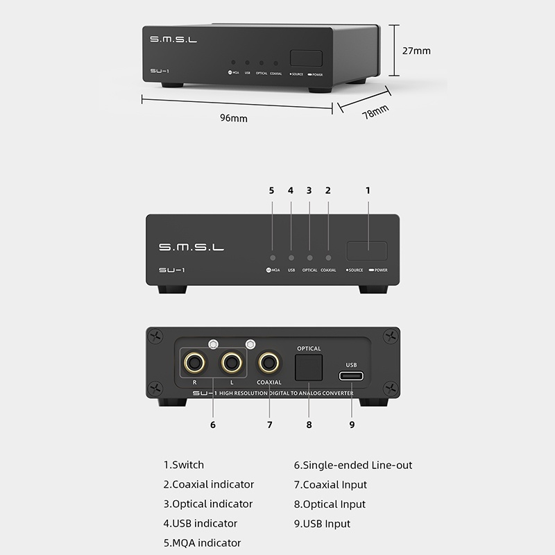 Smsl SU-1 / SU1 ความละเอียดสูง USB MQA Audio Decktop DAC