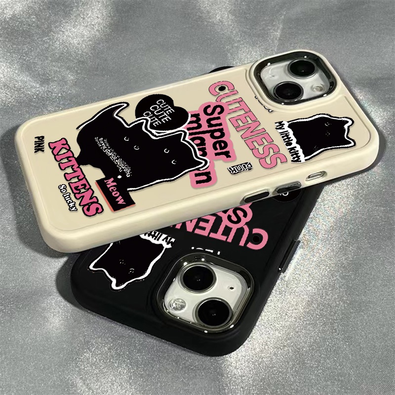 เคสโทรศัพท์มือถือ ซิลิโคนนิ่ม กันกระแทก ลายแมวดําน่ารัก สําหรับ IPhone 15 14 13 12 11 Pro Max XS X XR 8 + 7 Plus