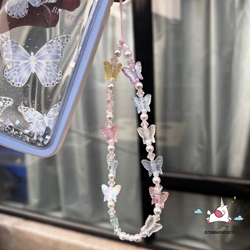 บุคลิกภาพ สวยงาม ผีเสื้อ คริสตัล โซ่โทรศัพท์มือถือ ลูกปัด พวงกุญแจ จี้ สร้อยข้อมือ แฟชั่น กลิตเตอร์ สีลูกปัด โบว์ ดอกไม้ โซ่โทรศัพท์ สายคล้อง - รูปที่ 3