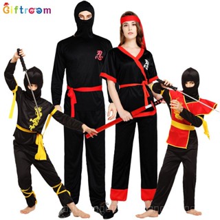 [0714]SHWZ-COS-QZZ Carnival Carnival Western Cool Handsome Samurai Stage Performance Costume Couple Outfit Red Word Ninja Ds Performing Costumes Parent-child clothing Halloween  An