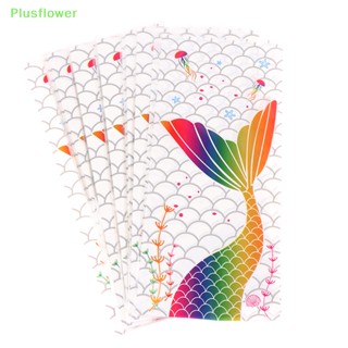 (Plusflower) ถุงของขวัญ ถุงขนมนางเงือก พร้อมลวดผูก สําหรับใส่บิสกิต 50 ชิ้น