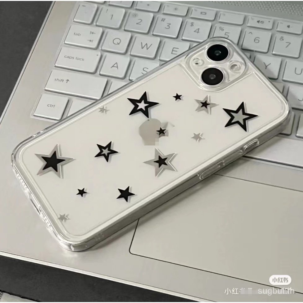 เคสโทรศัพท์มือถือแบบใส กันกระแทก ลายดาว สีดํา สําหรับ iPhone 7 8 plus 15promax 11 12 13 14 15 pro max 11promax 13promax 14promax xr xsmax 14plus