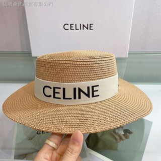 Celine ใหม่ หมวกฟาง กันแดด แฟชั่นฤดูร้อน สําหรับผู้หญิง เดินทาง