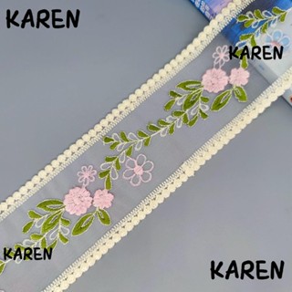 Karen ริบบิ้นลูกไม้ ลายดอกไม้ สีชมพู 3 นิ้ว 10 หลา สําหรับตกแต่งงานแต่งงาน