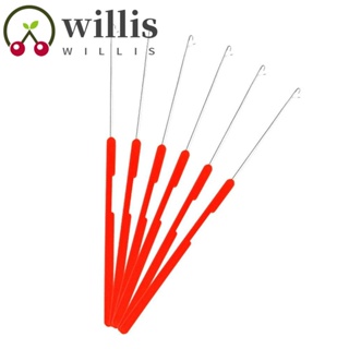 Willis เข็มตะขอถักโครเชต์ เดรดล็อก โลหะ พลาสติก สีแดง สําหรับถักผม 10 ชิ้น ต่อชุด